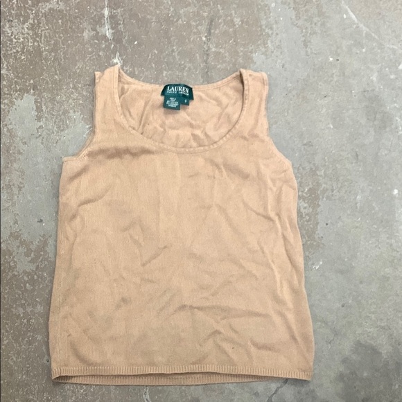 Ralph Lauren Tan Sleeveless Tank Top silk cashmere - Picture 1 of 3